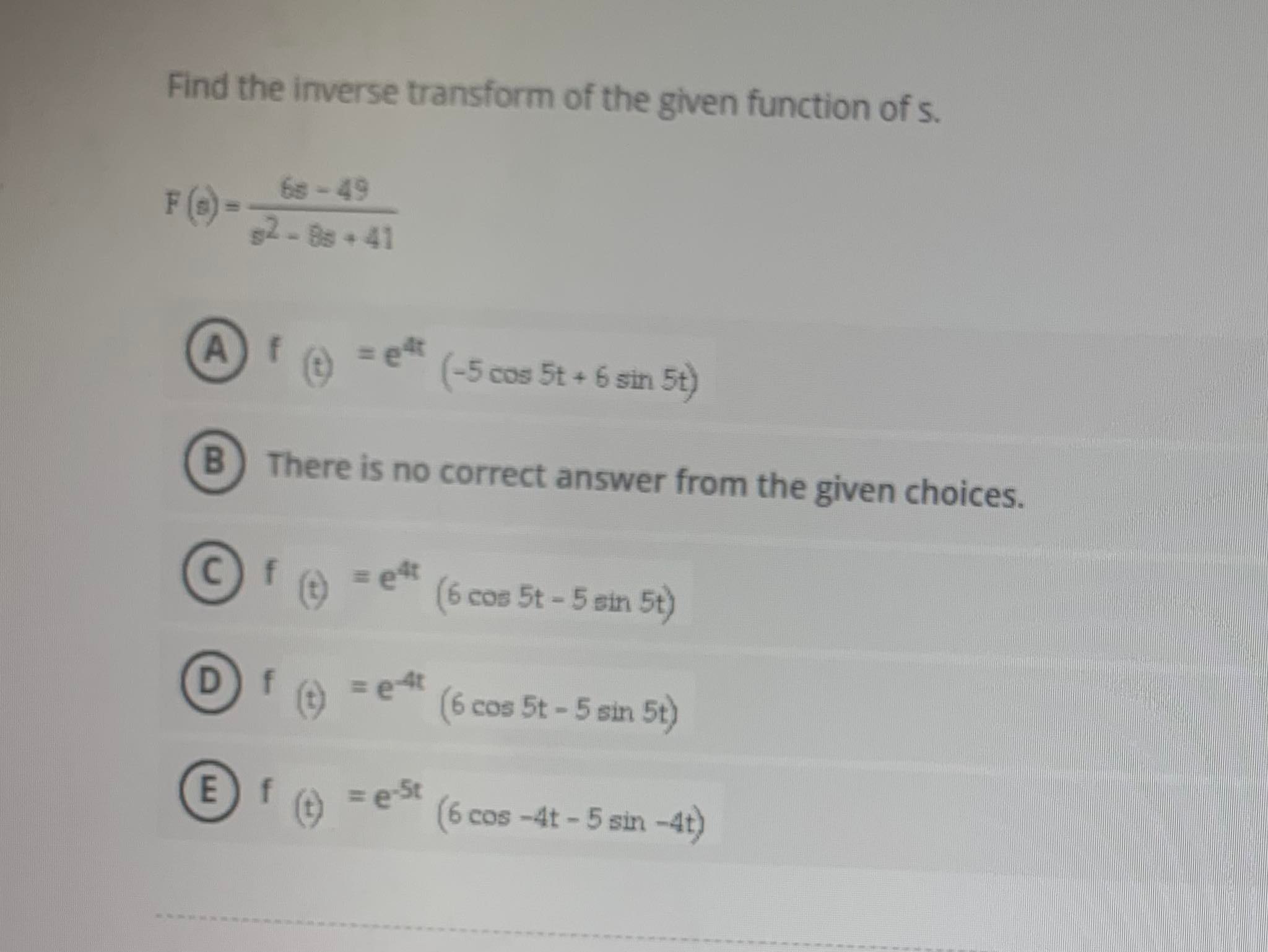 ANSWER ASAP PLEASE! Find the transform of the