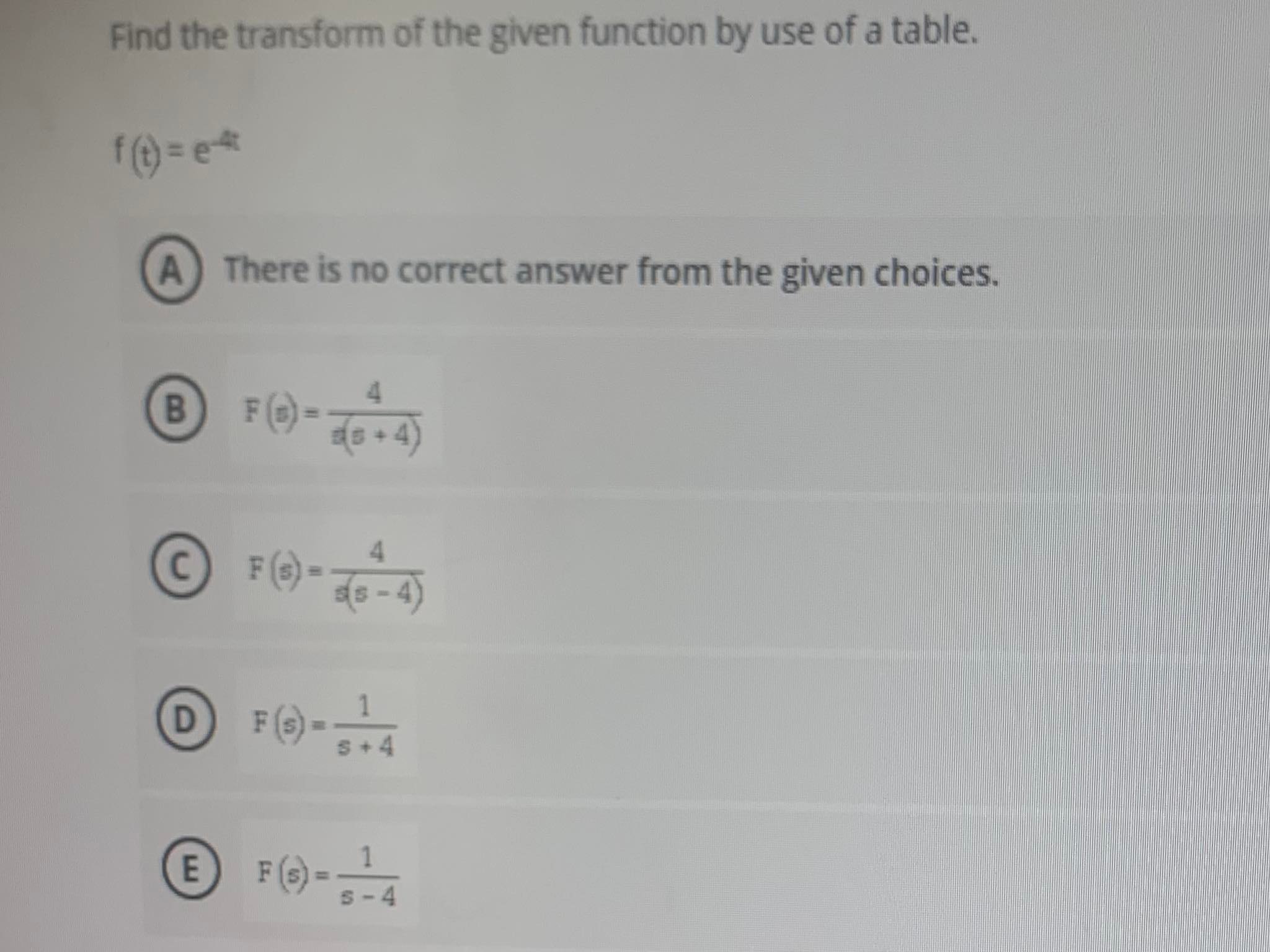 ANSWER ASAP PLEASE! Find the transform of the
