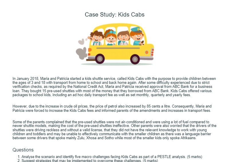 Case Study: Kids Cabs In January 2018, Maria and