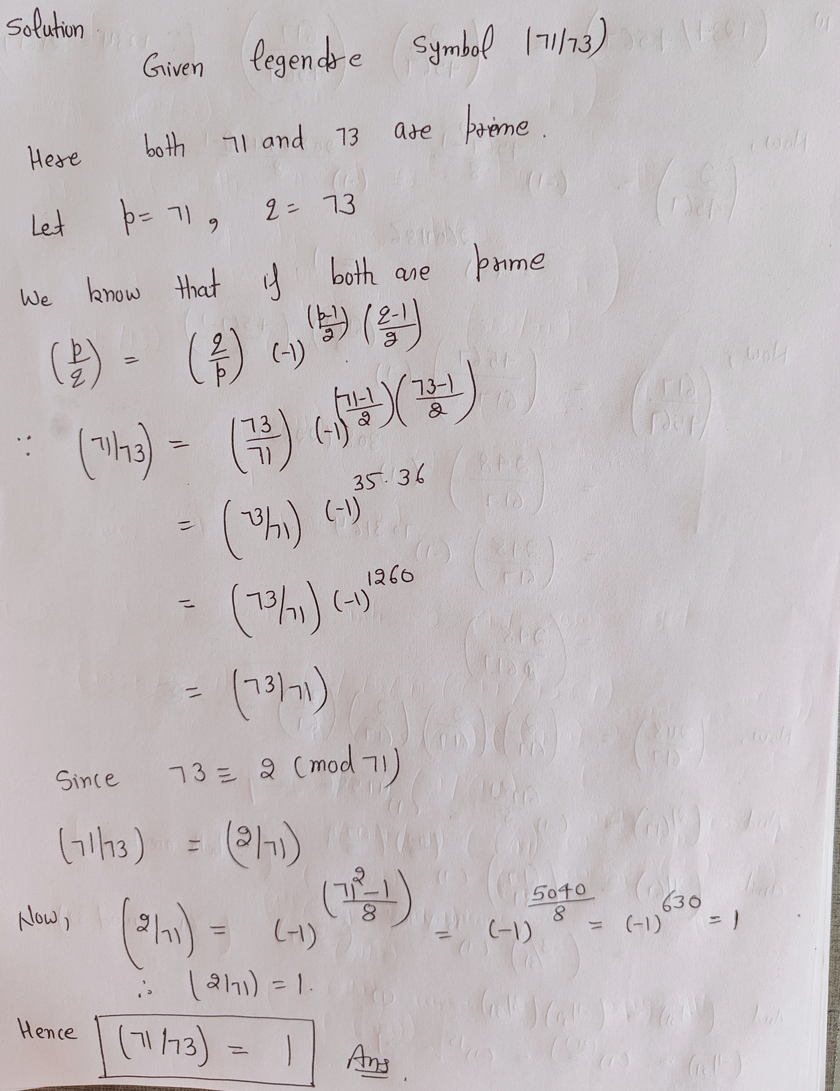 Evaluate the following Legendre symbols: (a)