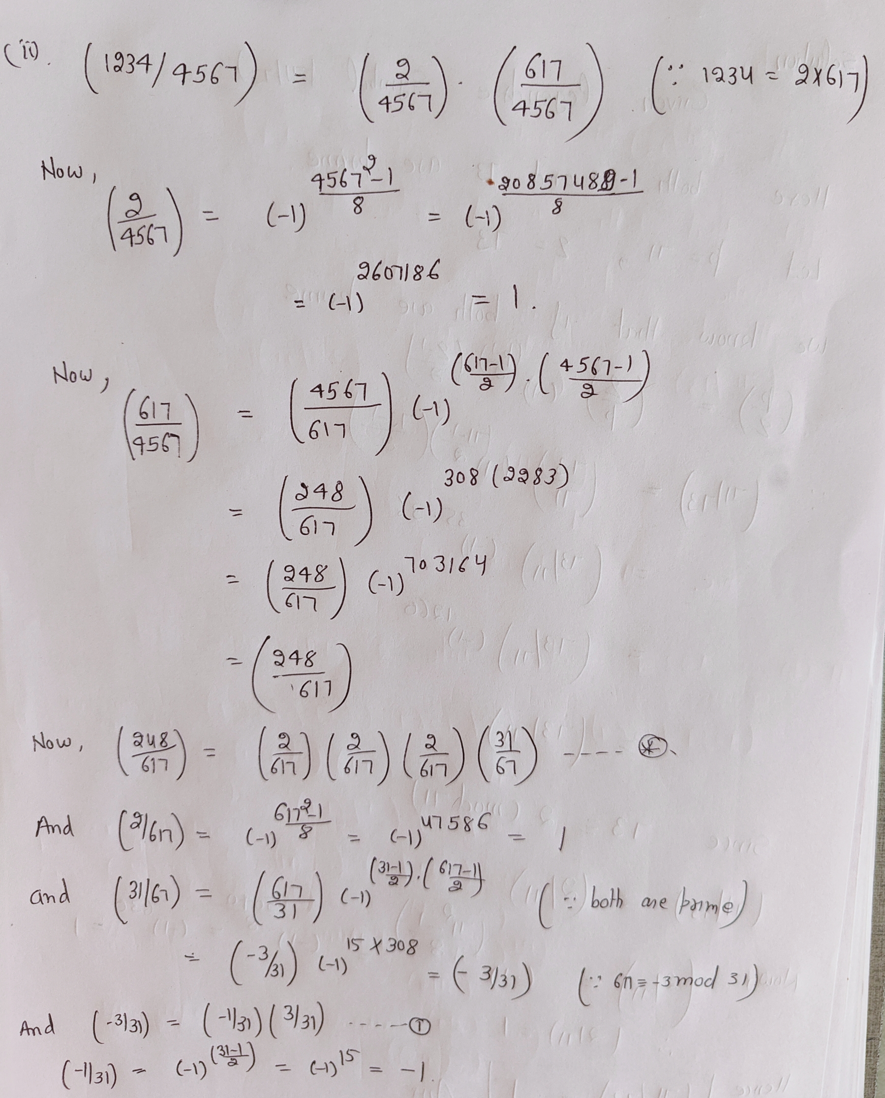 Evaluate the following Legendre symbols: (a)