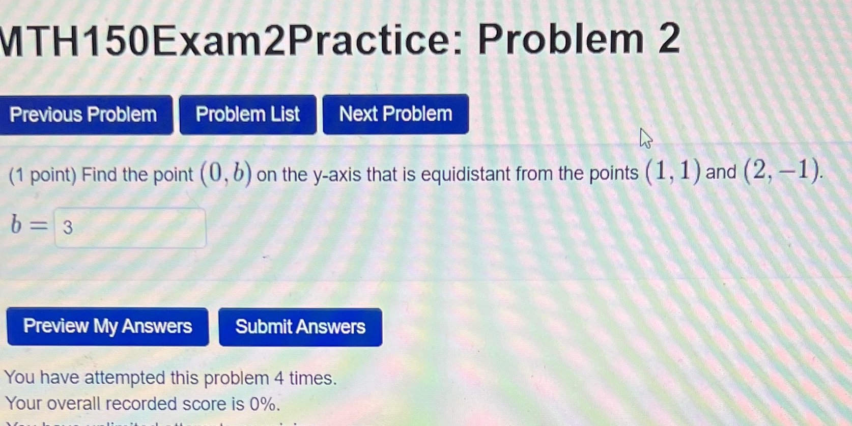 TH150Exam2Practice: Problem 2 Previous Problem