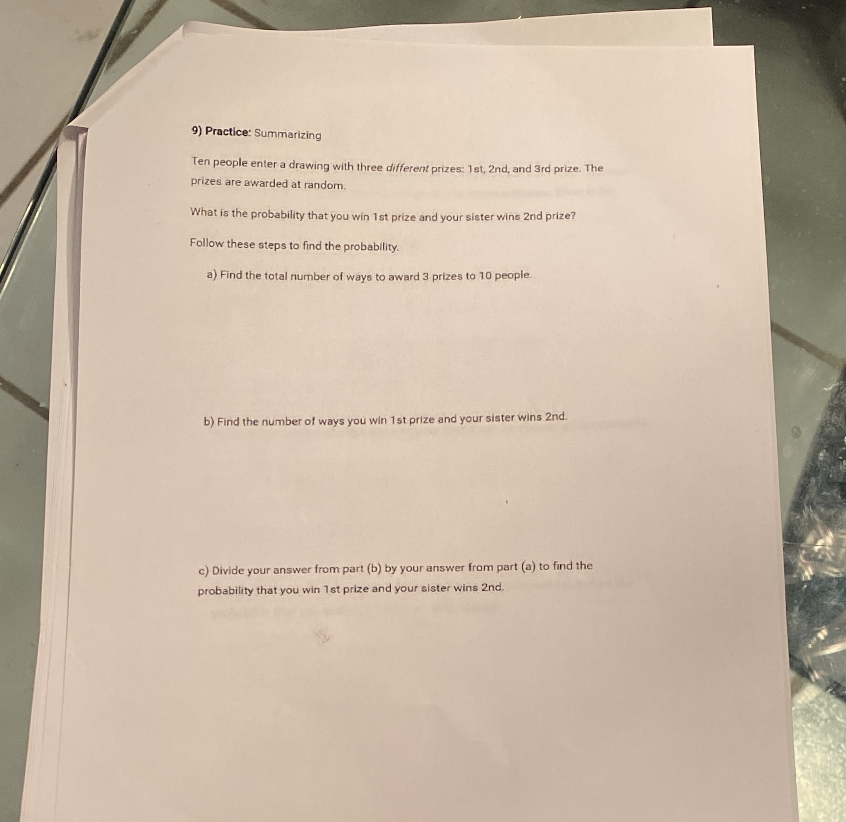 Help please 9) Practice: Summarizing Ten people