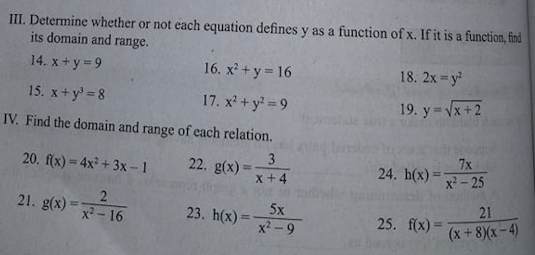 ANSWER THE FOLLOWING AND SHOW SOLUTION: III.