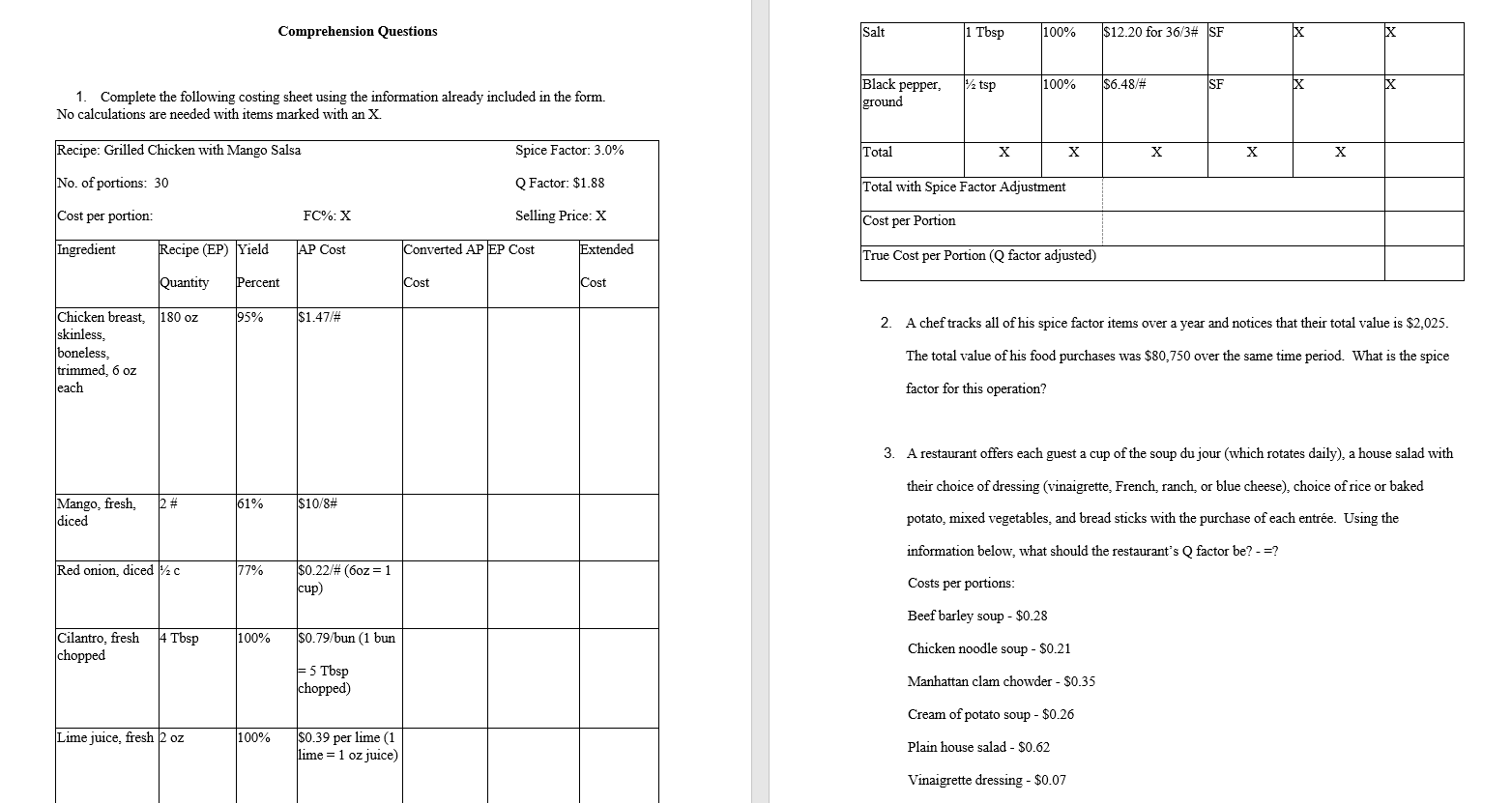 Need help with answers. X Comprehension Questions