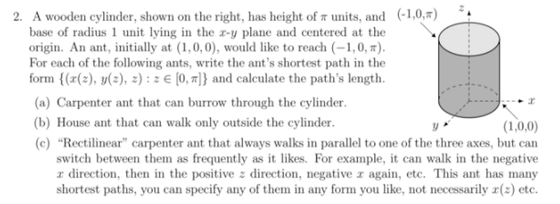 2. A wooden cylinder, shown on the right, has