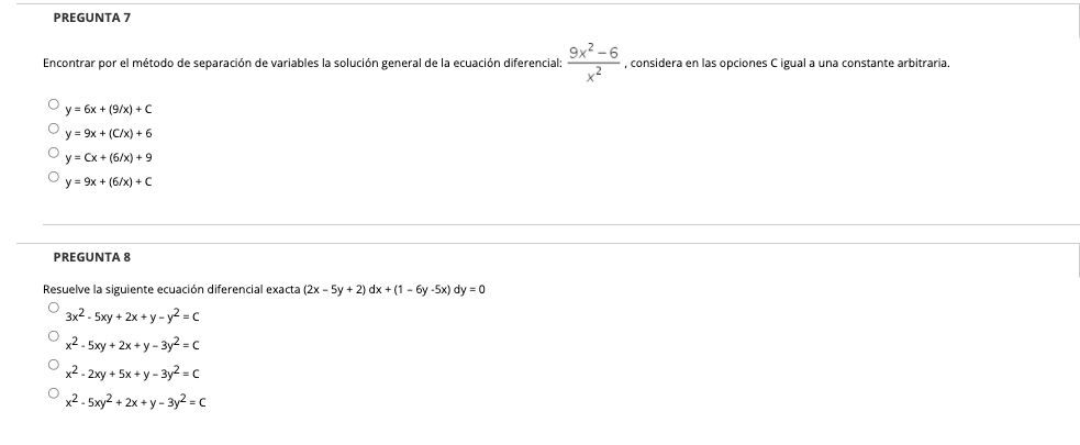 PREGUNTA 7 9x- - 6 Encontrar por el metodo de