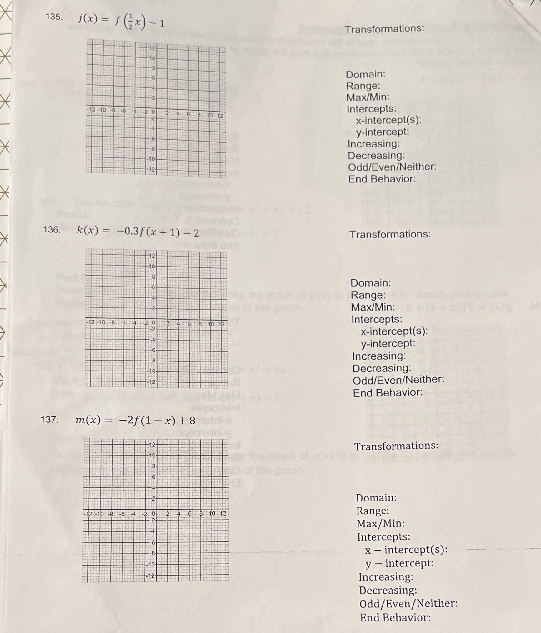 Need help please 135. i (x) = f (x) -1