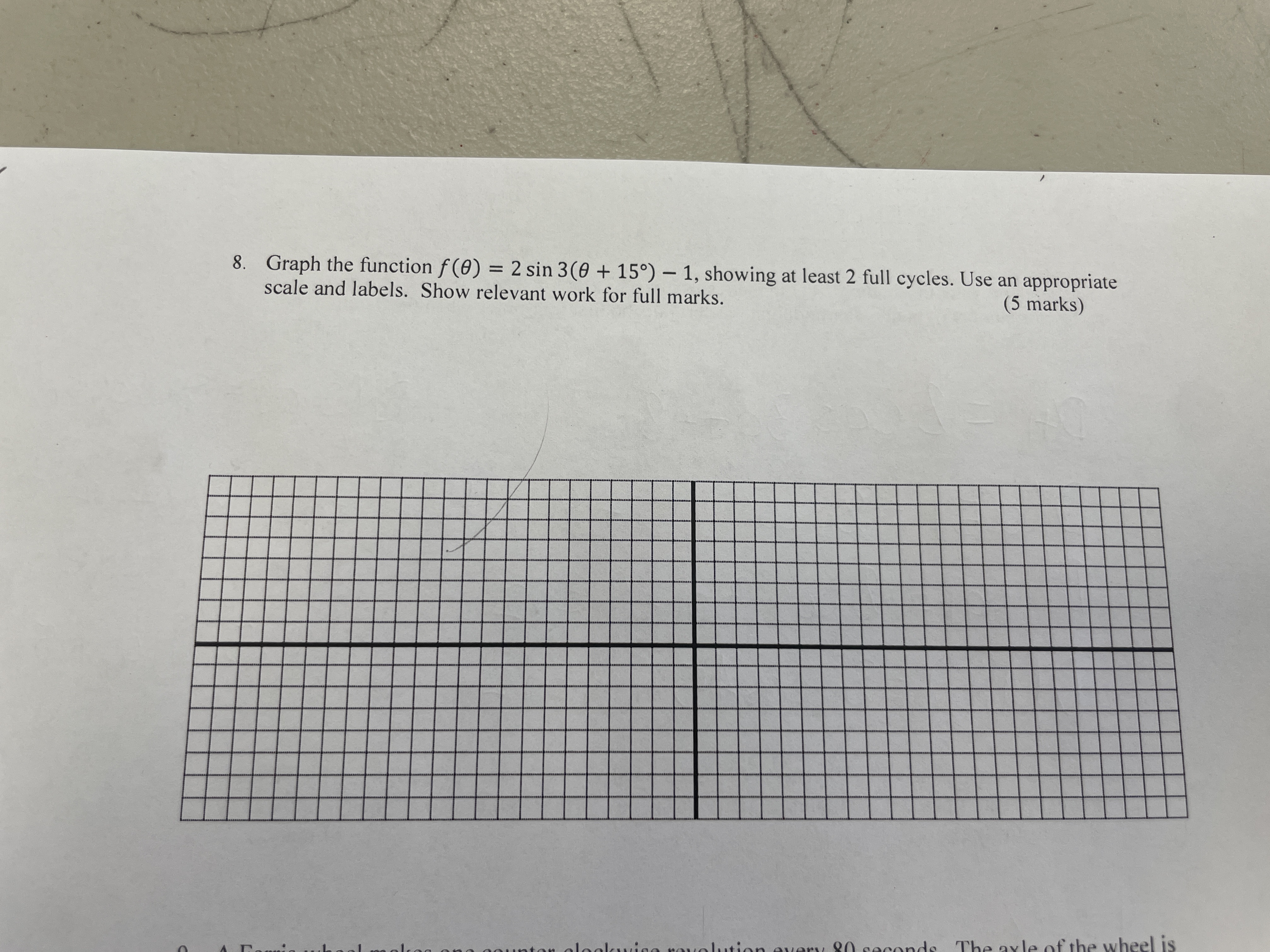 8. Graph the function f(0) = 2 sin 3(0 + 150) -