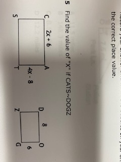 the correct place value. 5 Find the value of "X"