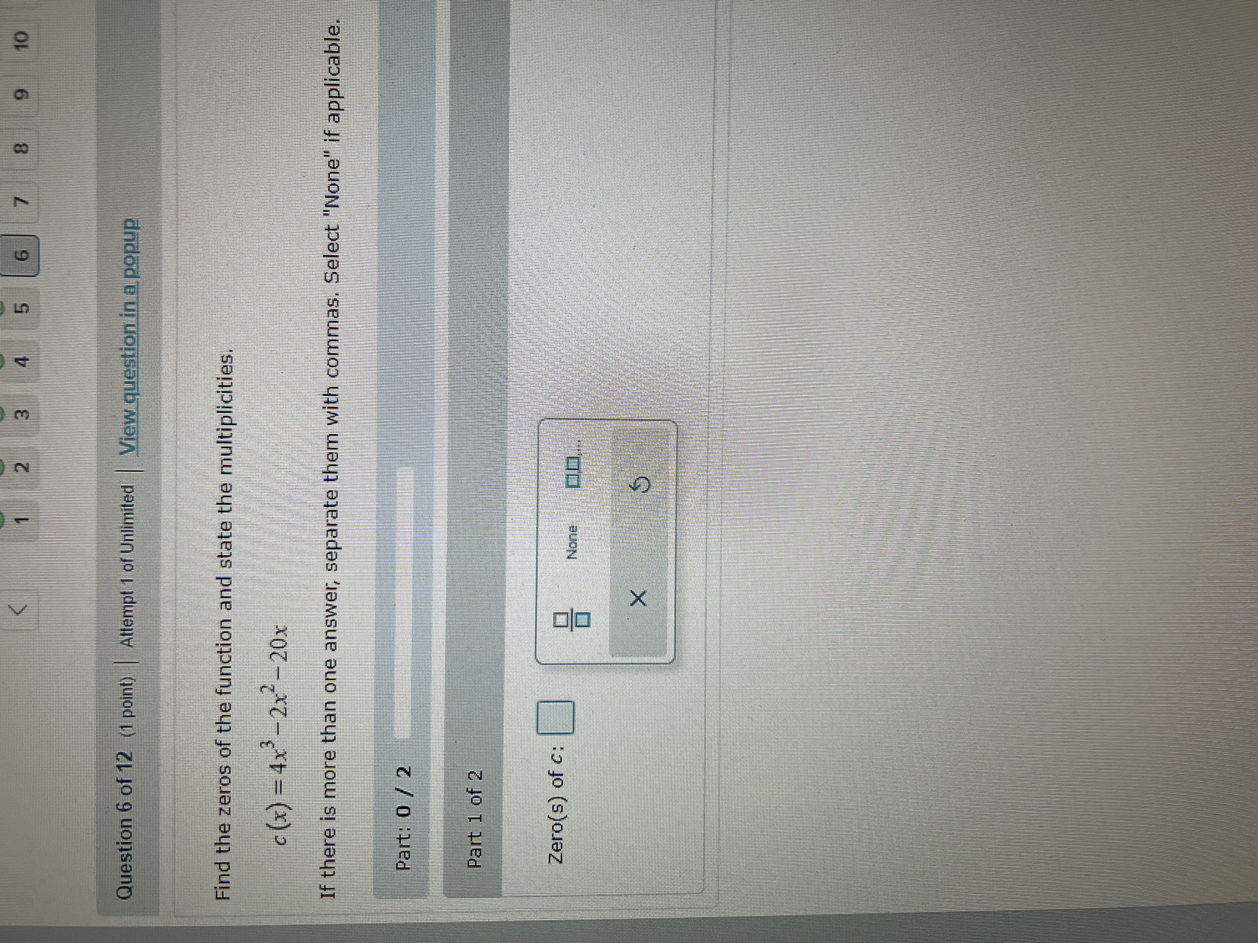 5 6 10 Question 6 of 12 (1 point) Attempt 1 of