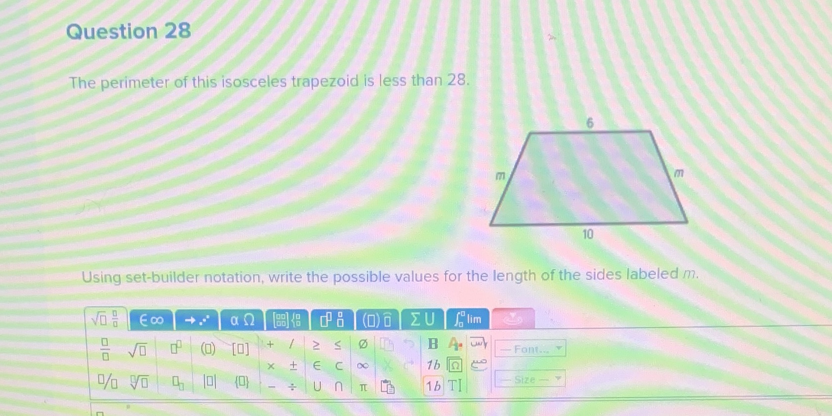 Question 28 The perimeter of this isosceles