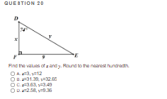 \fQUESTION 4 Use the triangles pictured to answer