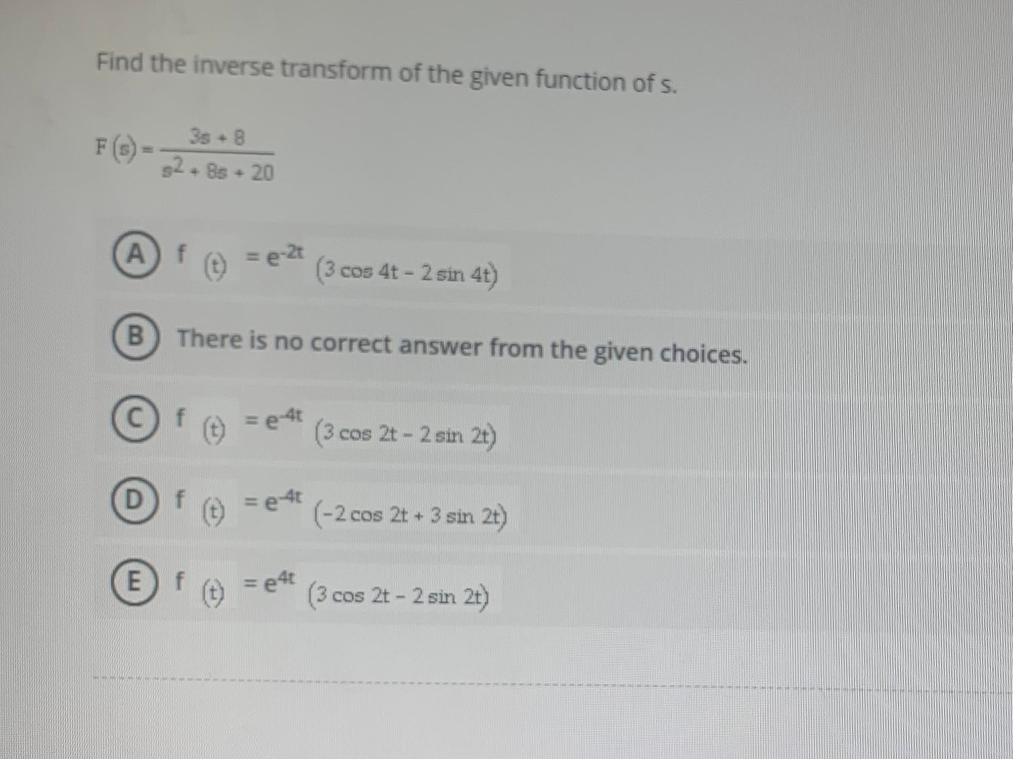 ANSWER ASAP PLEASE!!! Find the inverse transform