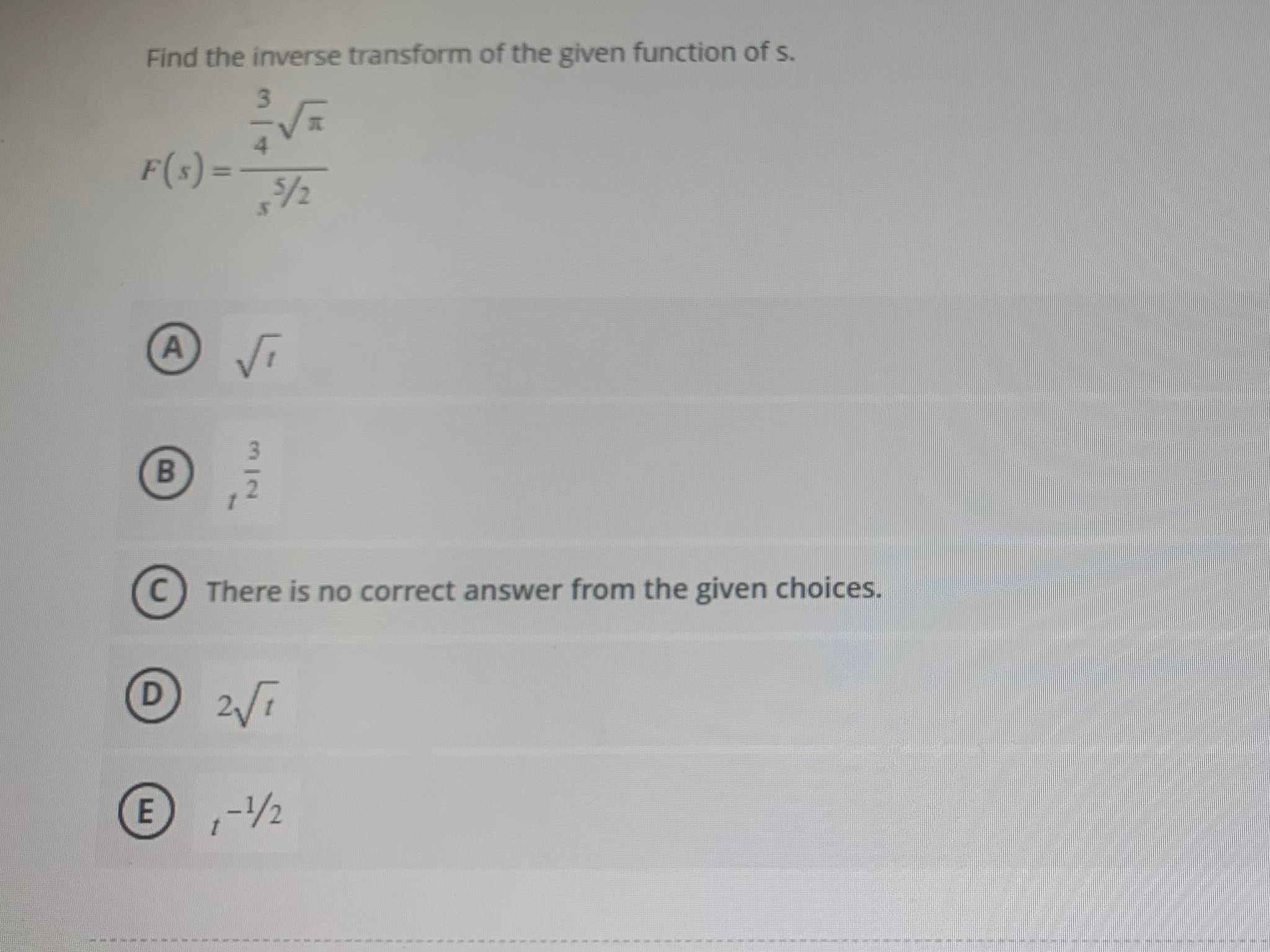 ANSWER ASAP PLEASE!!! Find the inverse transform