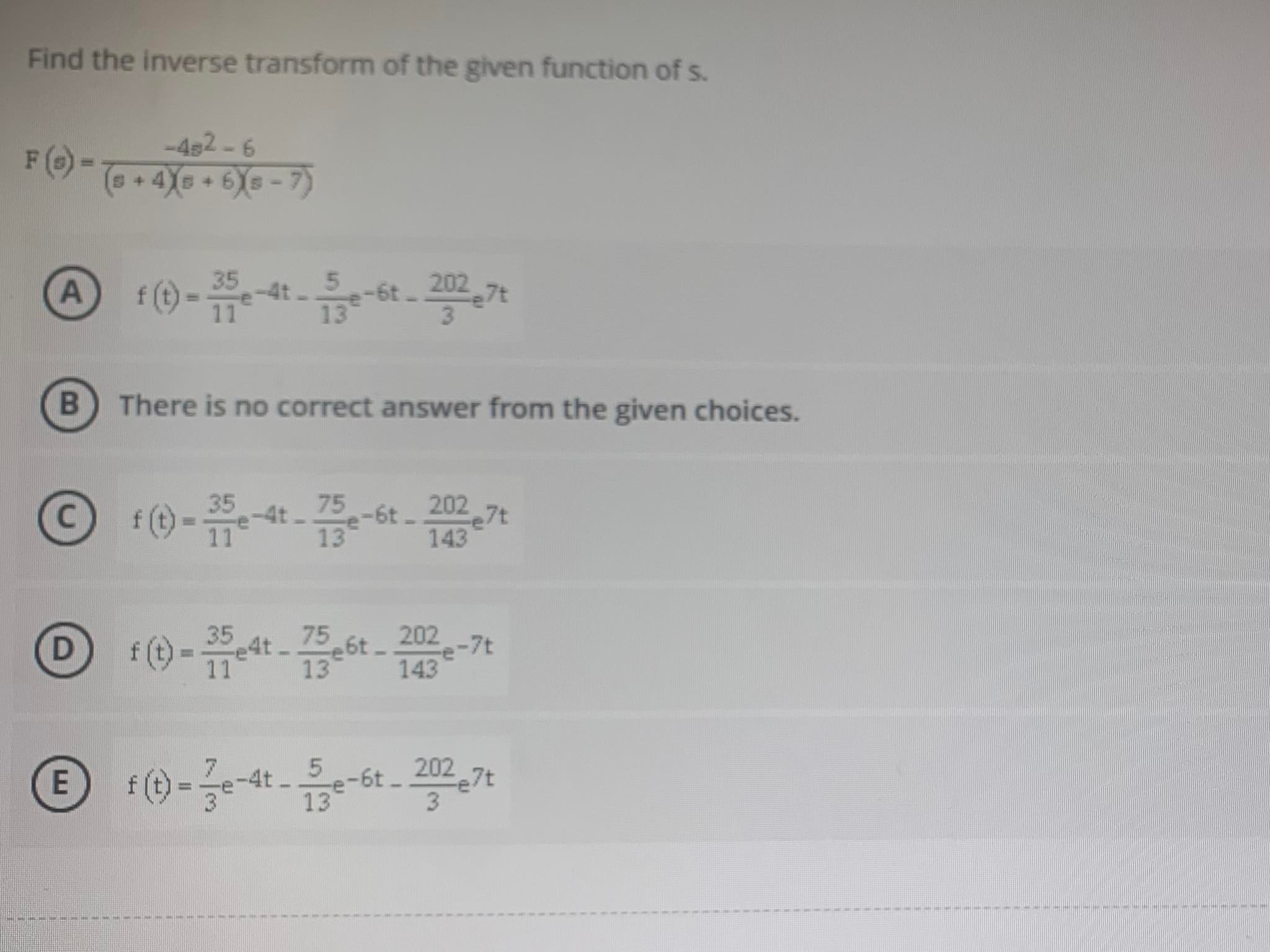 ANSWER ASAP PLEASE!!! Find the inverse transform