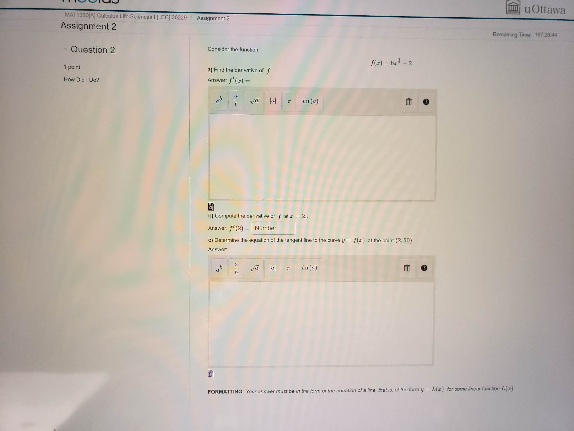 will u Ottawa MAT1330[A] Calculus Life Sciences |