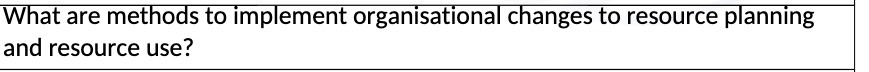 What are methods to implement organisational