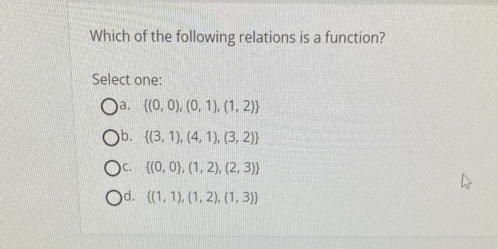 Which of the following relations is a function?