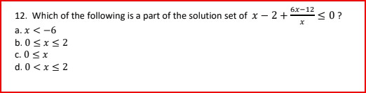 6X-12 12. Which of the following is a part of the
