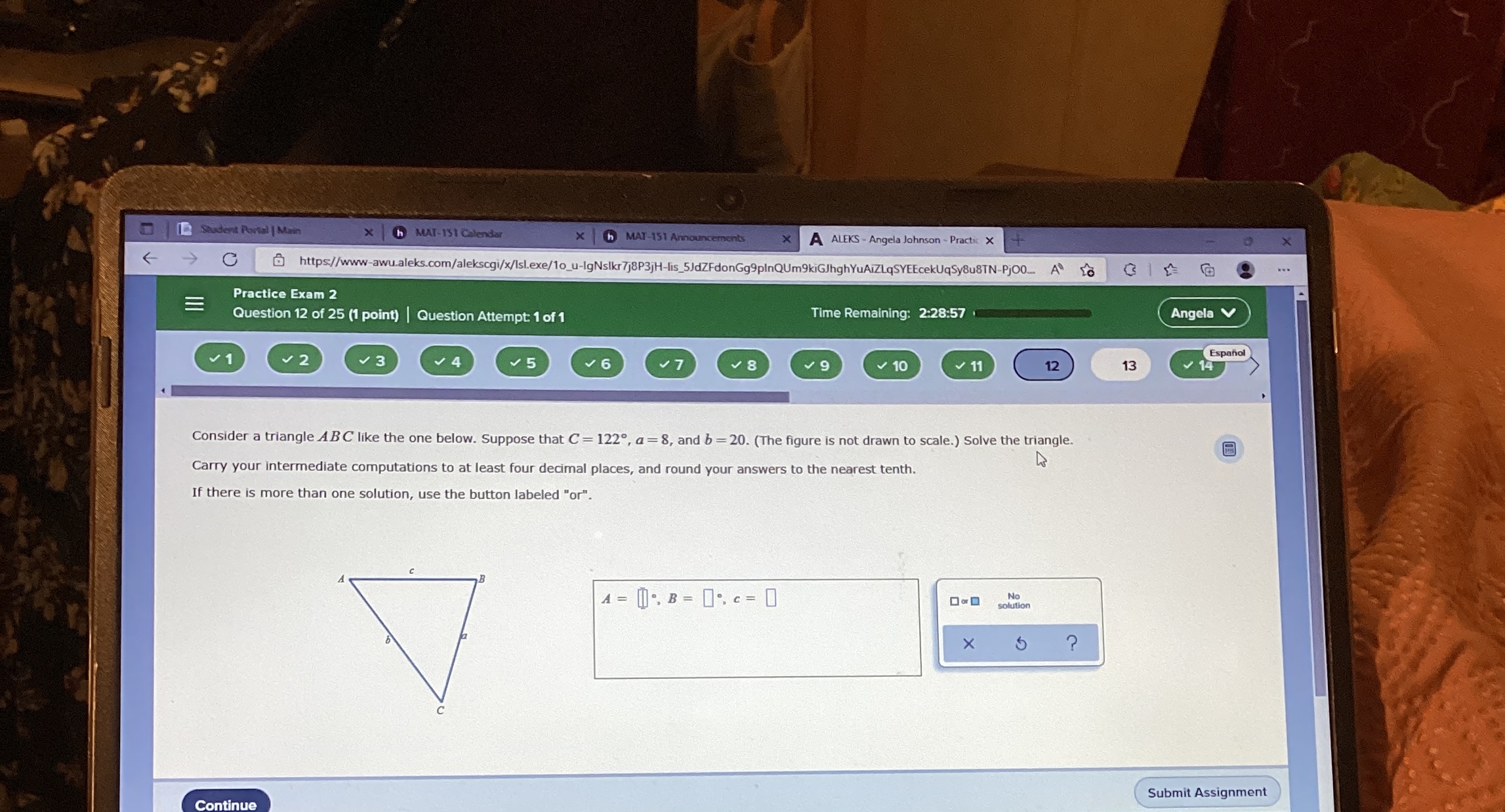 a Student Portal | Main x h MAT-151 Calendar * h