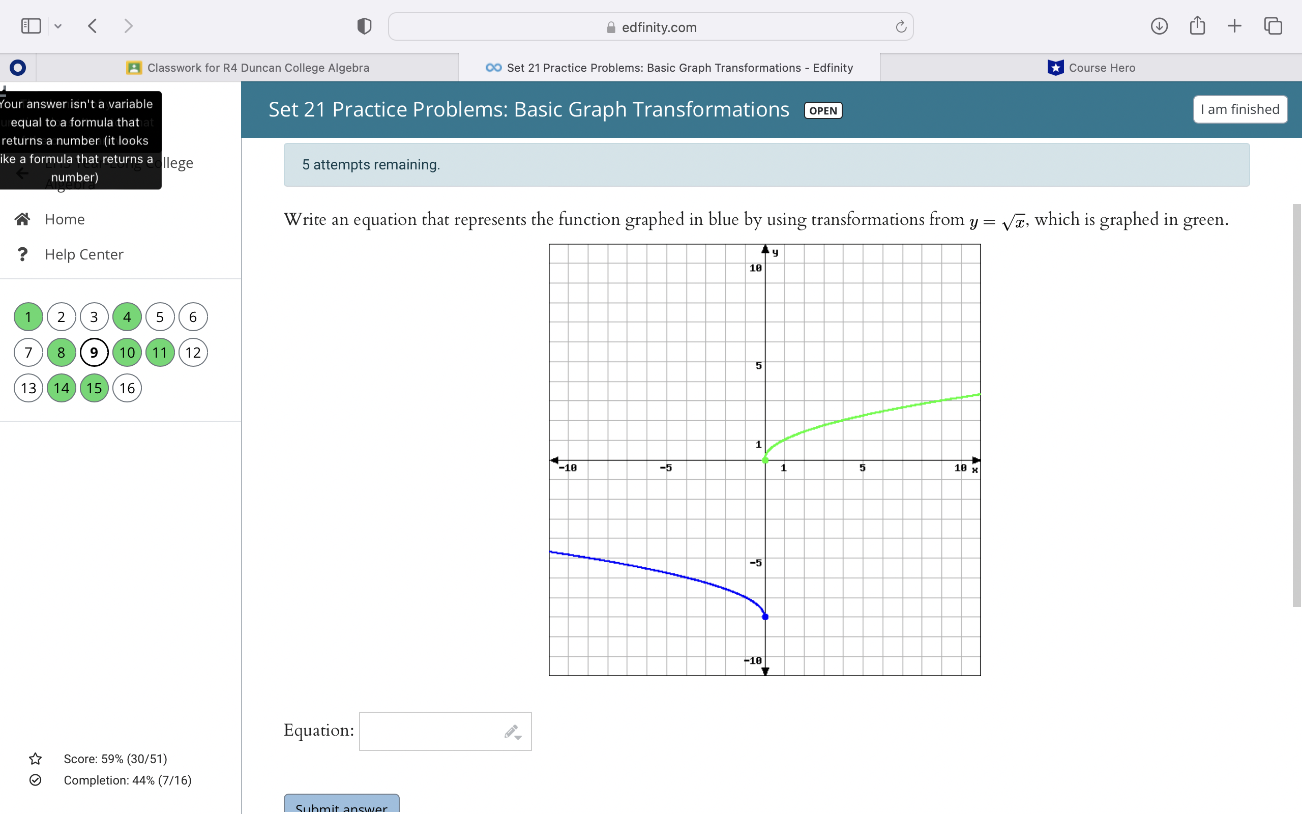 edfinity.com C + O Classwork for R4 Duncan