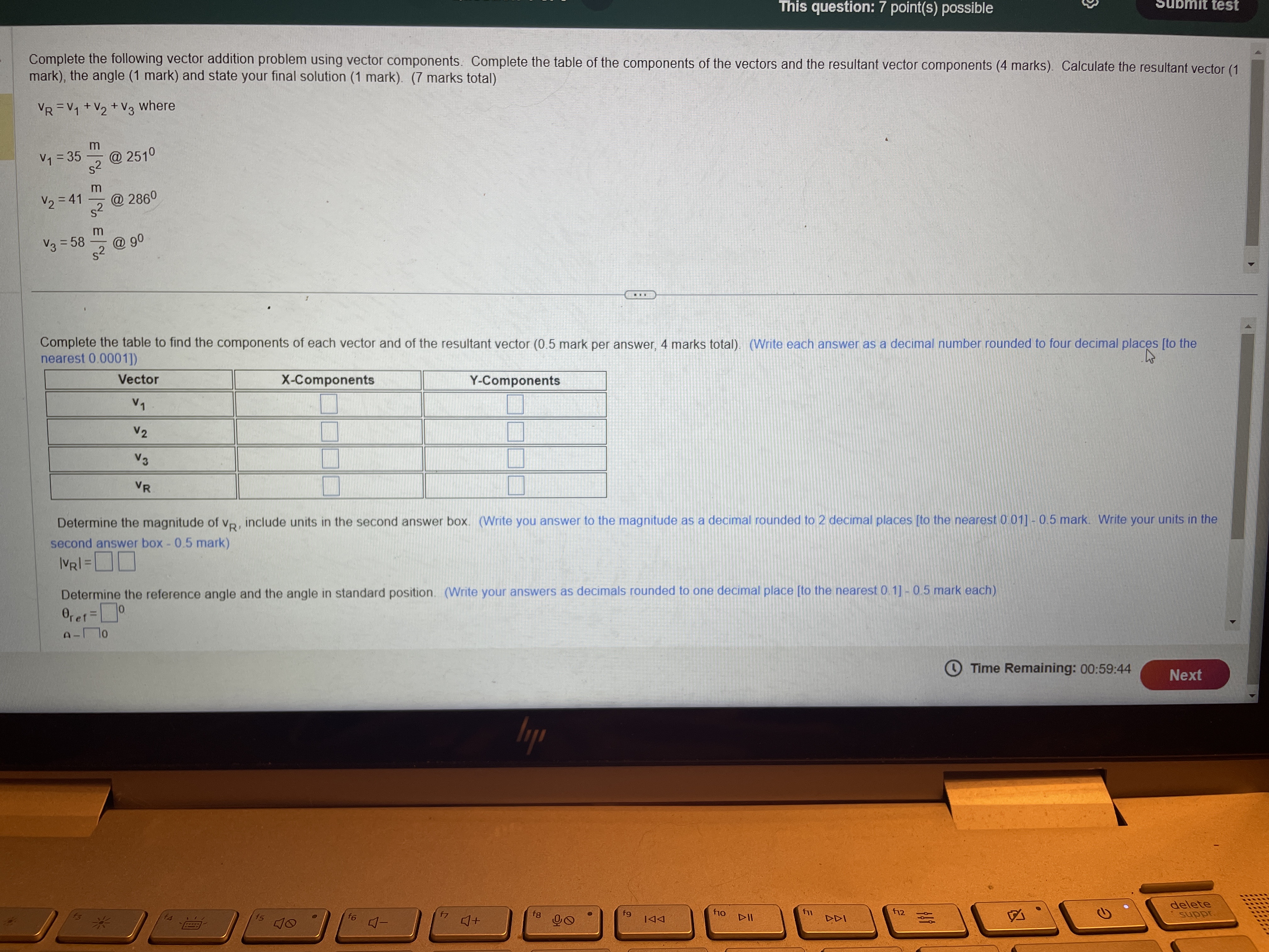 This question: 7 point(s) possible it test