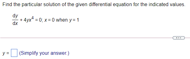 Find the particular solution of the given