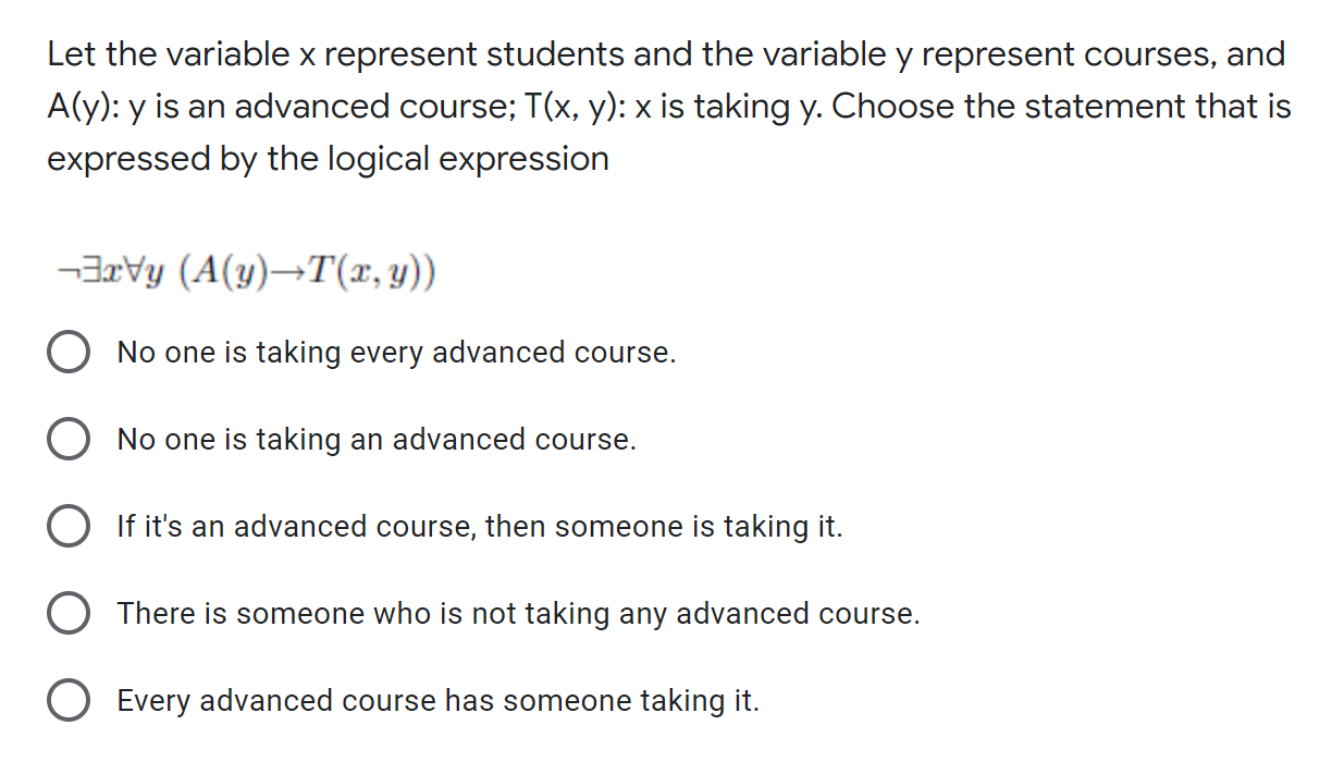Let the variable x represent students and the