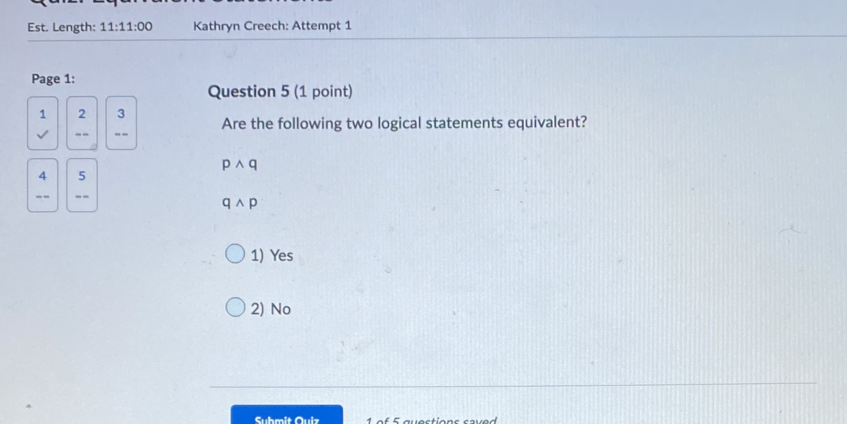 Est. Length: 11:11:00 Kathryn Creech: Attempt 1