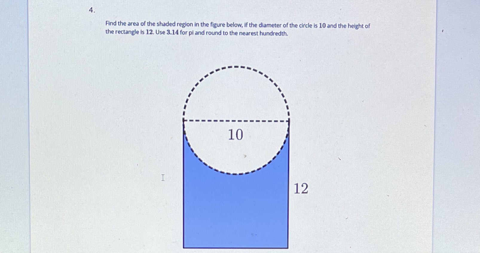 4. Find the area of the shaded region in the