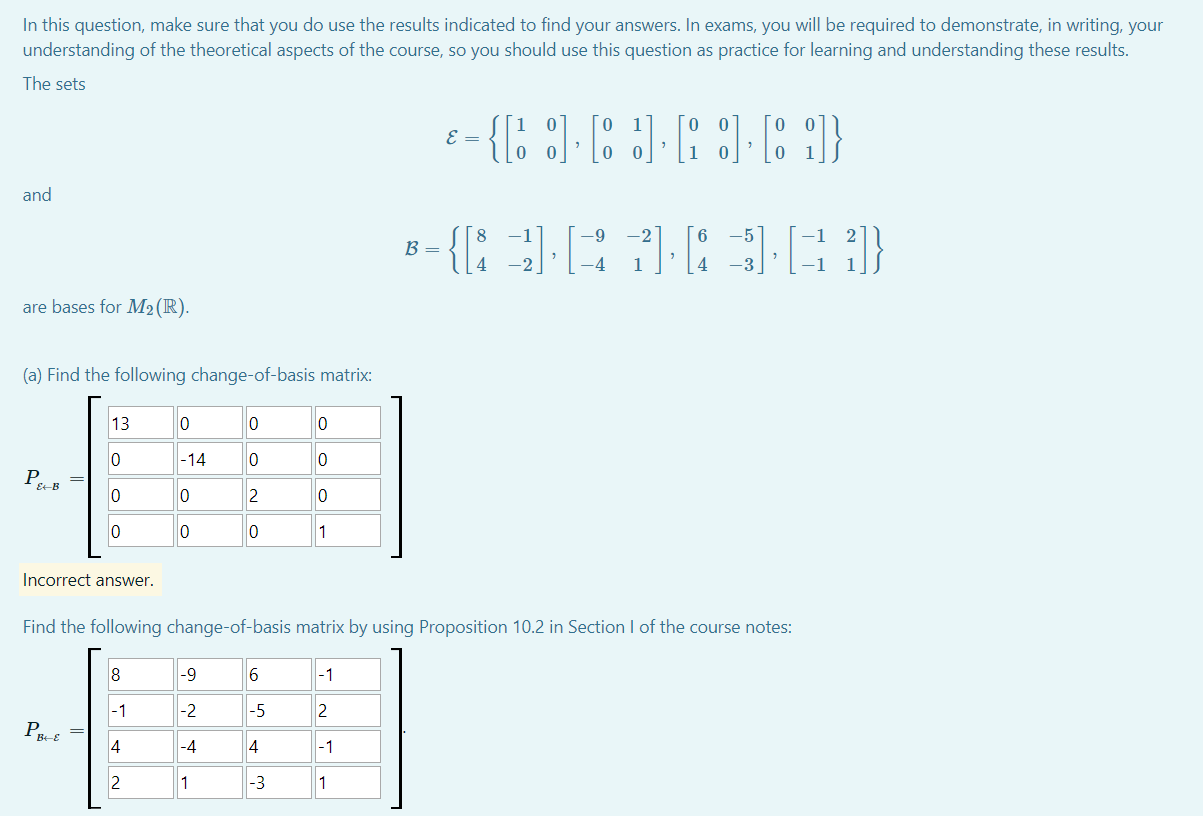 (G) Let 01 20 21 13 10 10 H H H another basis for