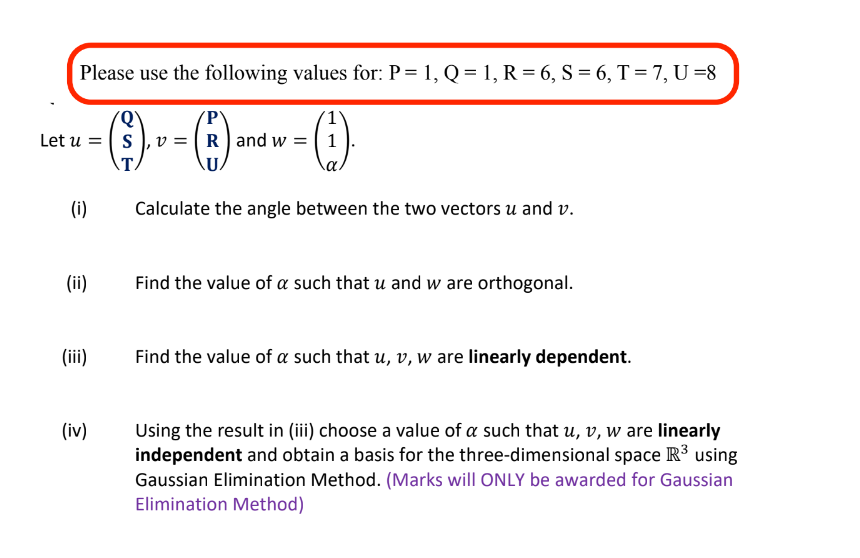 Please use the following values for: P = 1, Q =