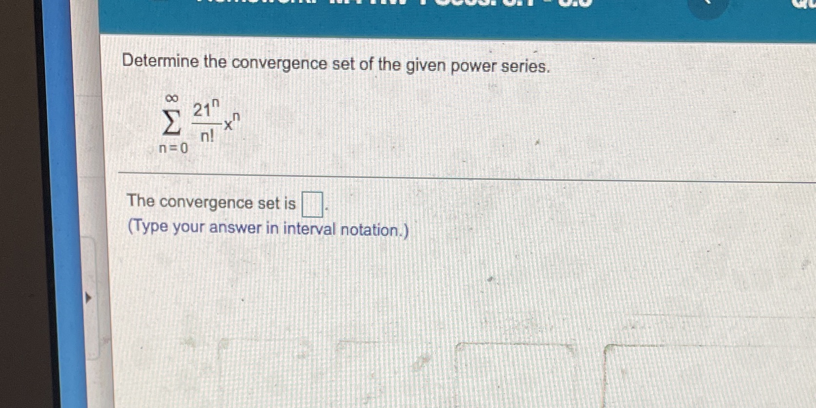 Determine the convergence set of the given power