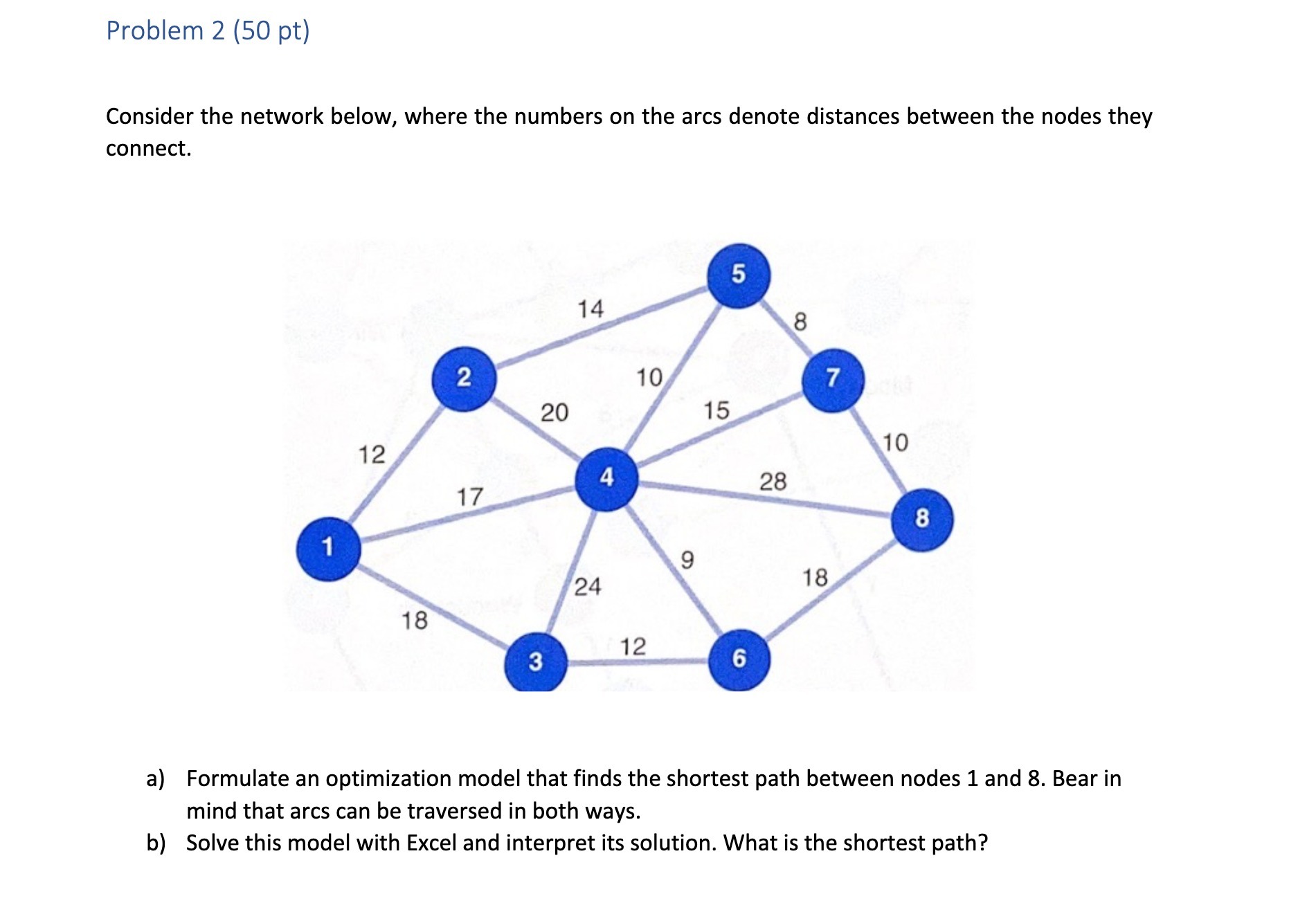 Problem 2 (50 pt) Consider the network below,