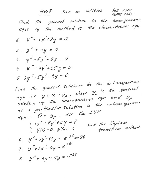 HWF Due on 10 / 19 / 22 Fall 2022 MATH 2065 Find