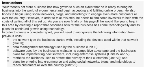 instructions Your friend's pet store