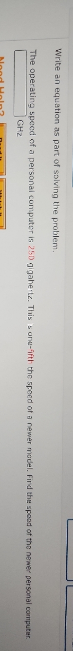 Write an equation as part of solving the problem.