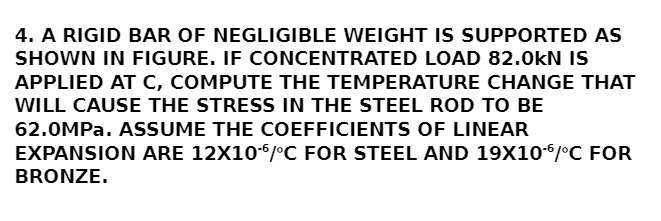 4. A RIGID BAR OF NEGLIGIBLE WEIGHT IS SUPPORTED