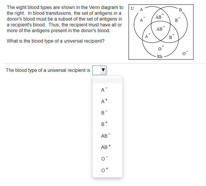 Question help please. The eight blood types are