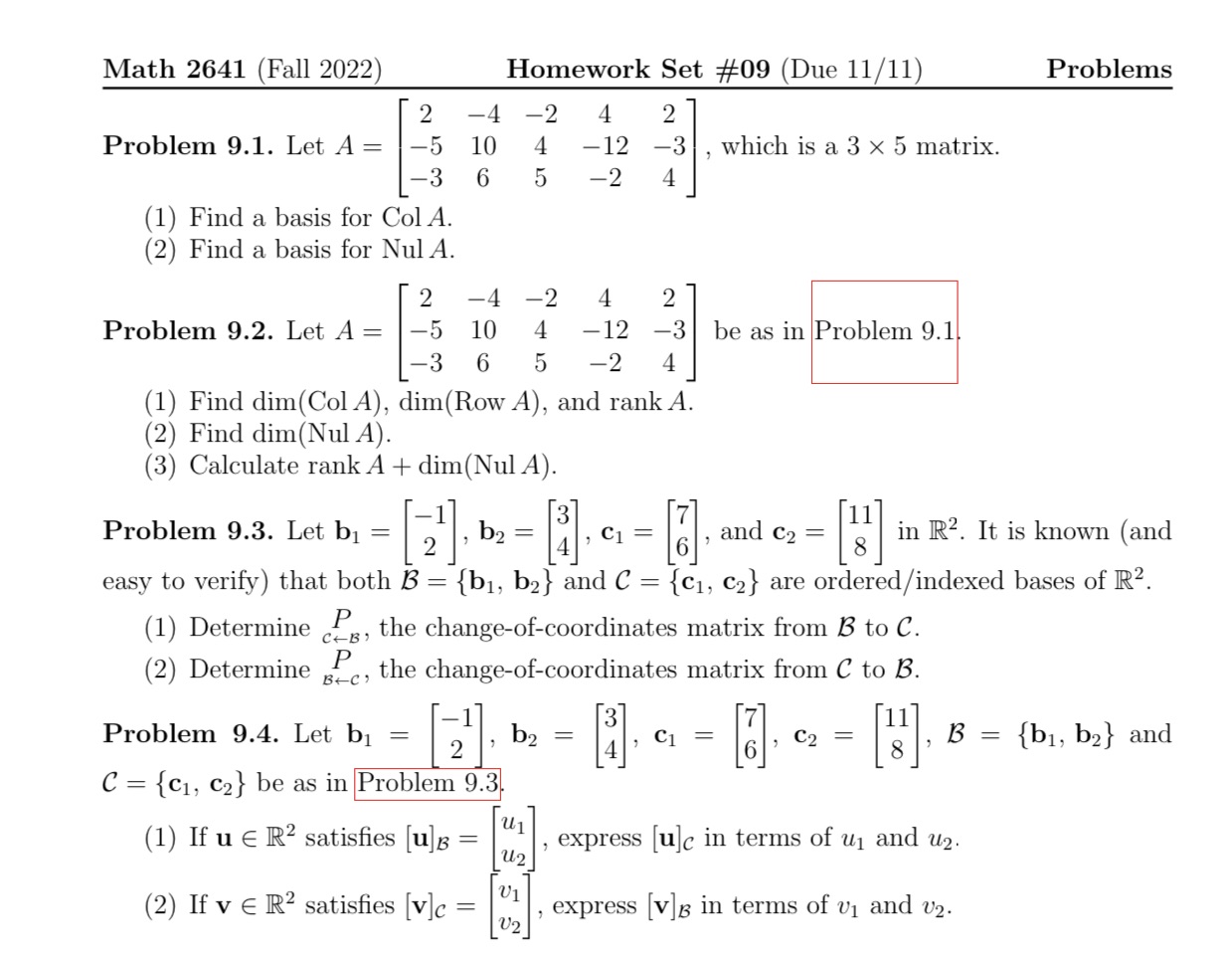 Math 2641 (Fall 2022) Homework Set #09 (Due