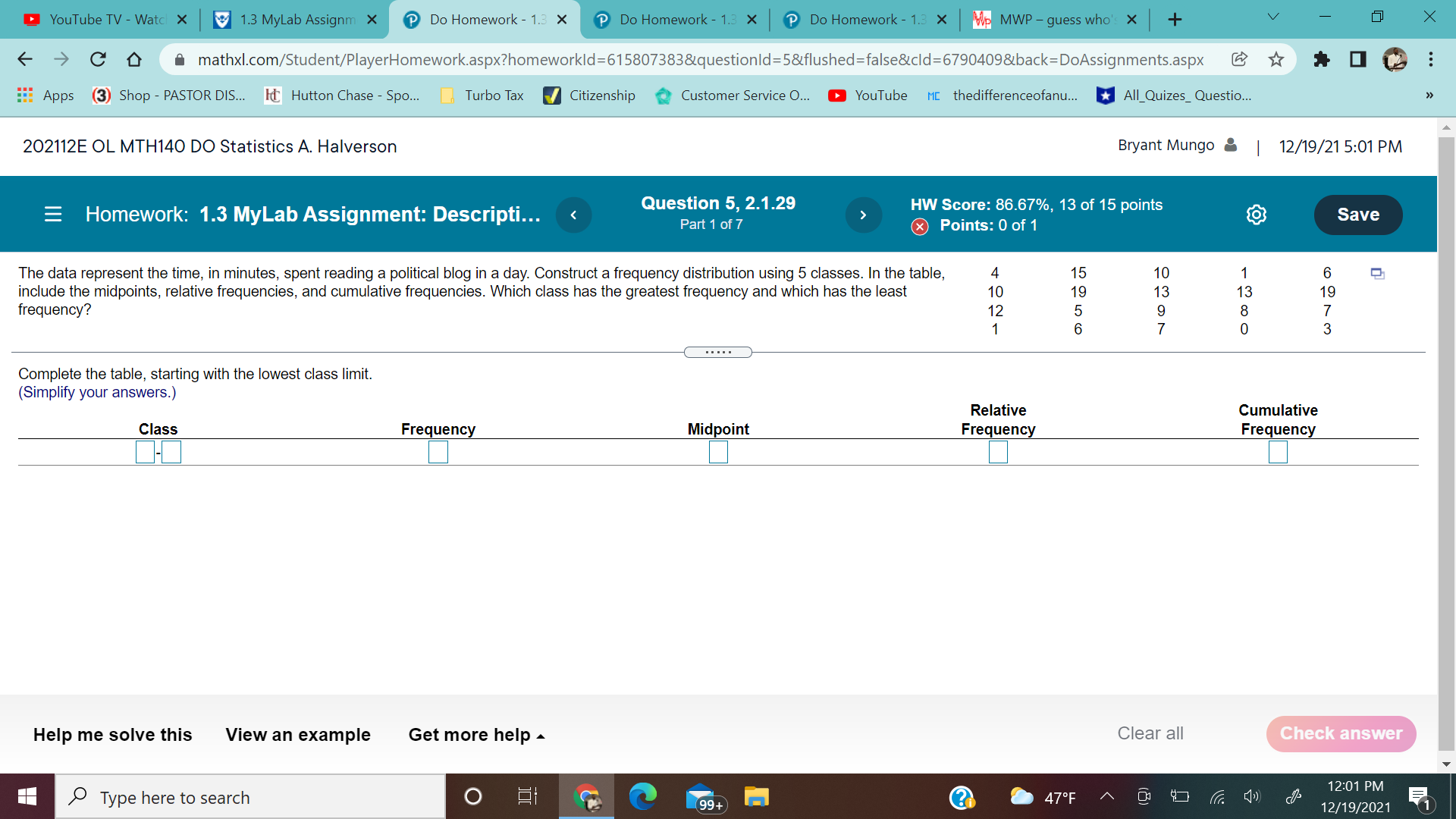 YouTube TV - Watch X 1.3 MyLab Assignm X Do