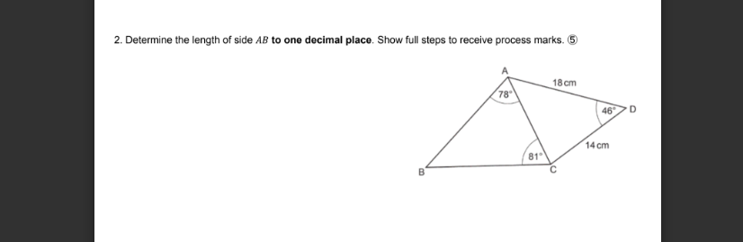 \f2. Determine the length of side .43 to one