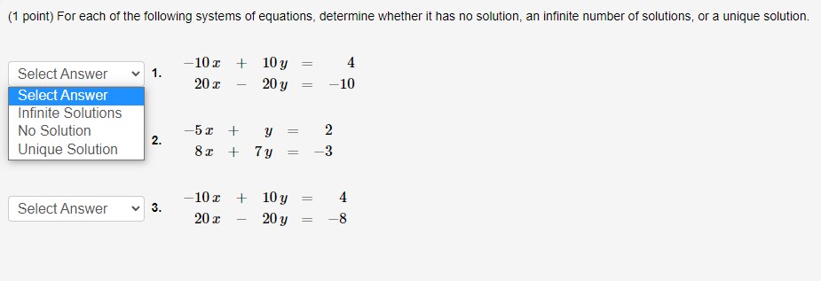 1) (1 point) FOR EACH PROBLEM ON THIS ASSIGNMENT,