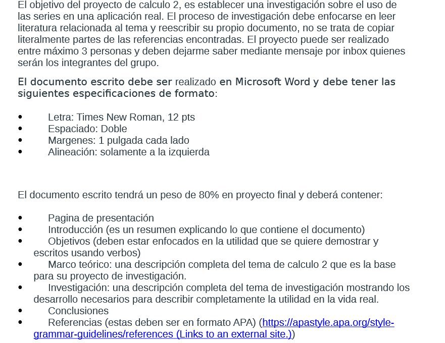 El objetivo del proyecto de calculo 2, es