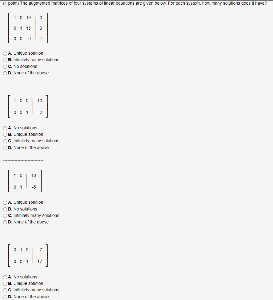 1) (1 point) FOR EACH PROBLEM ON THIS ASSIGNMENT,