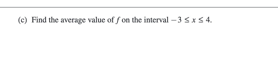 (c) Find the average value of f on the interval