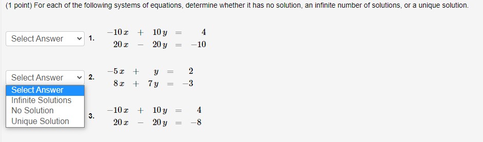 1) (1 point) FOR EACH PROBLEM ON THIS ASSIGNMENT,