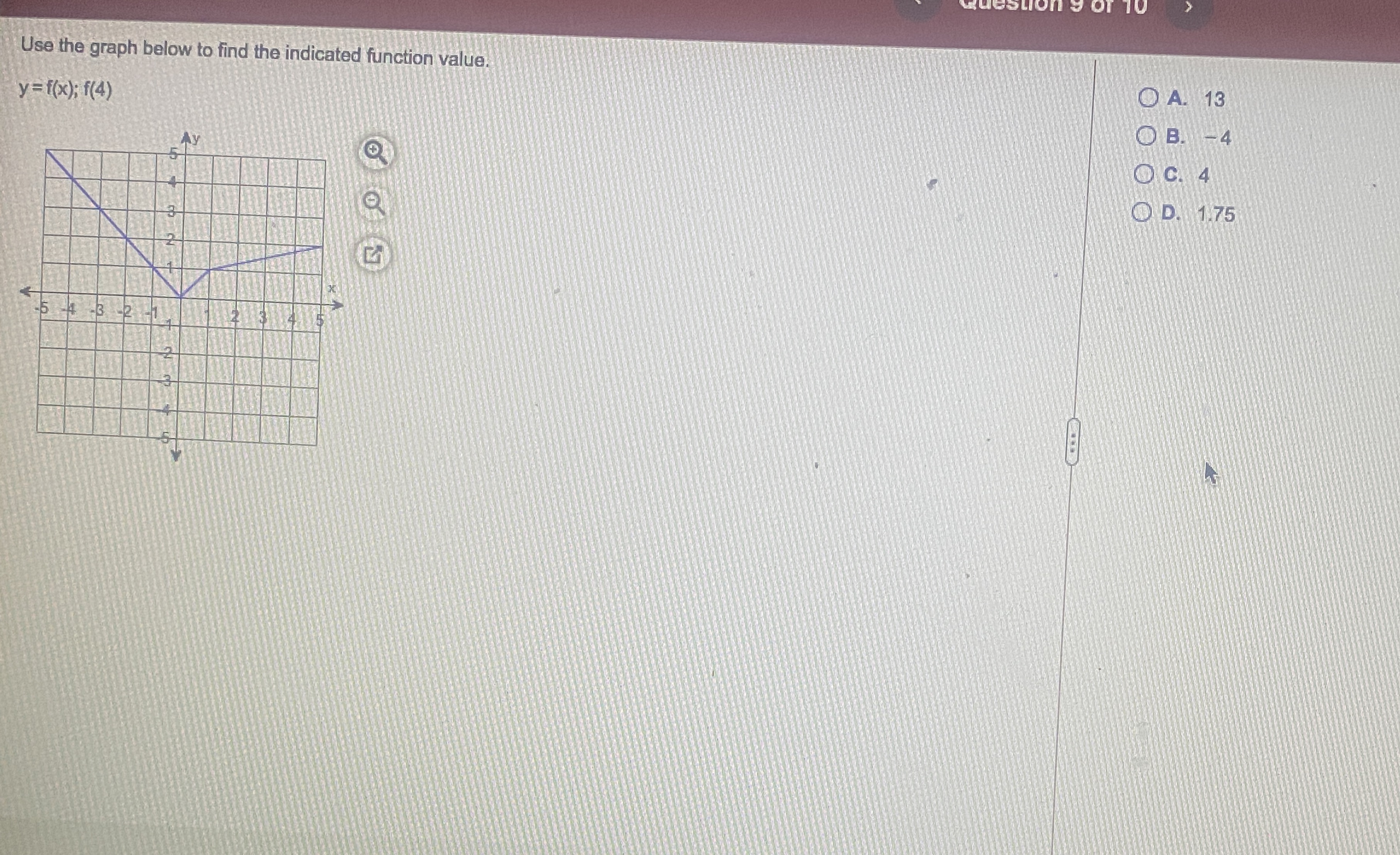 Use the graph below to find the indicated