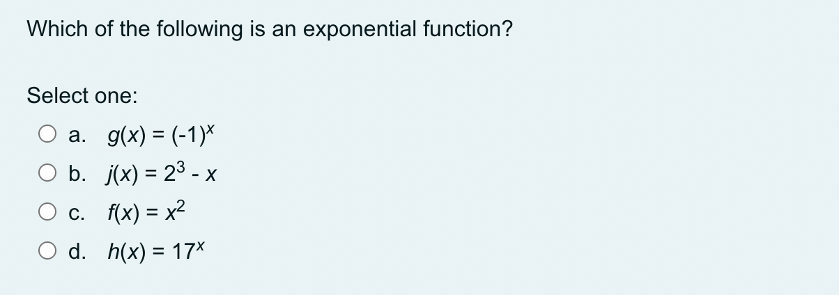 \fIdentify the range of the exponential function
